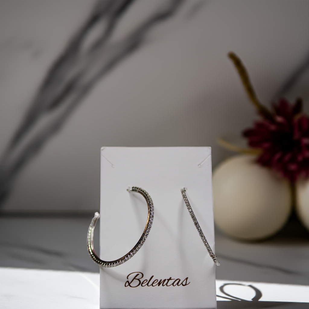 Sparkly Silver Hoops